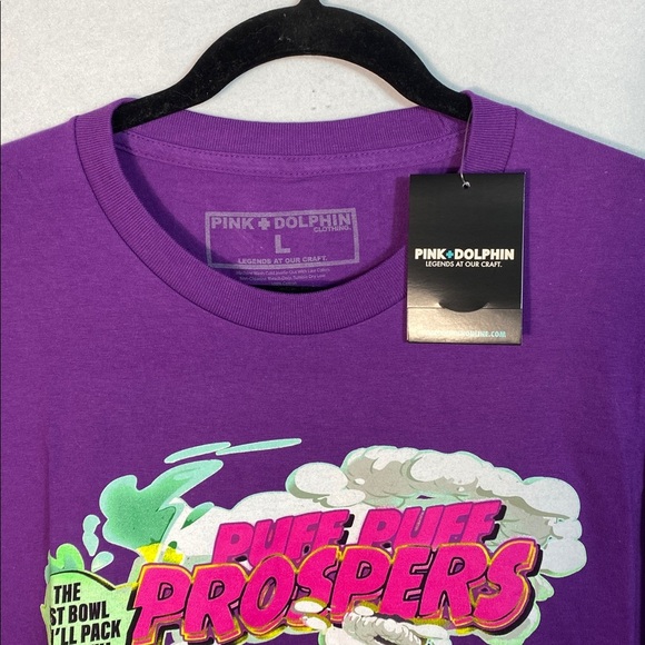 Pink + Dolphin Purple Graphic T-Shirt with Dolphin Design size Large - Picture 3 of 7